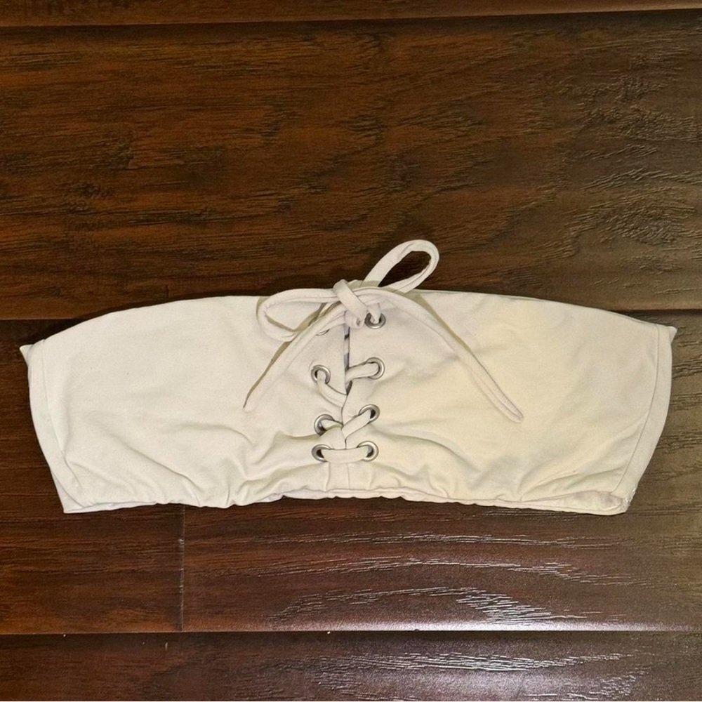 Billabong Cream White Lace-Up Bikini Top